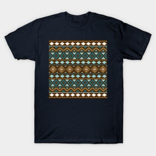 Aztec Essence Pattern Teals Brwn Gld Crm T-Shirt